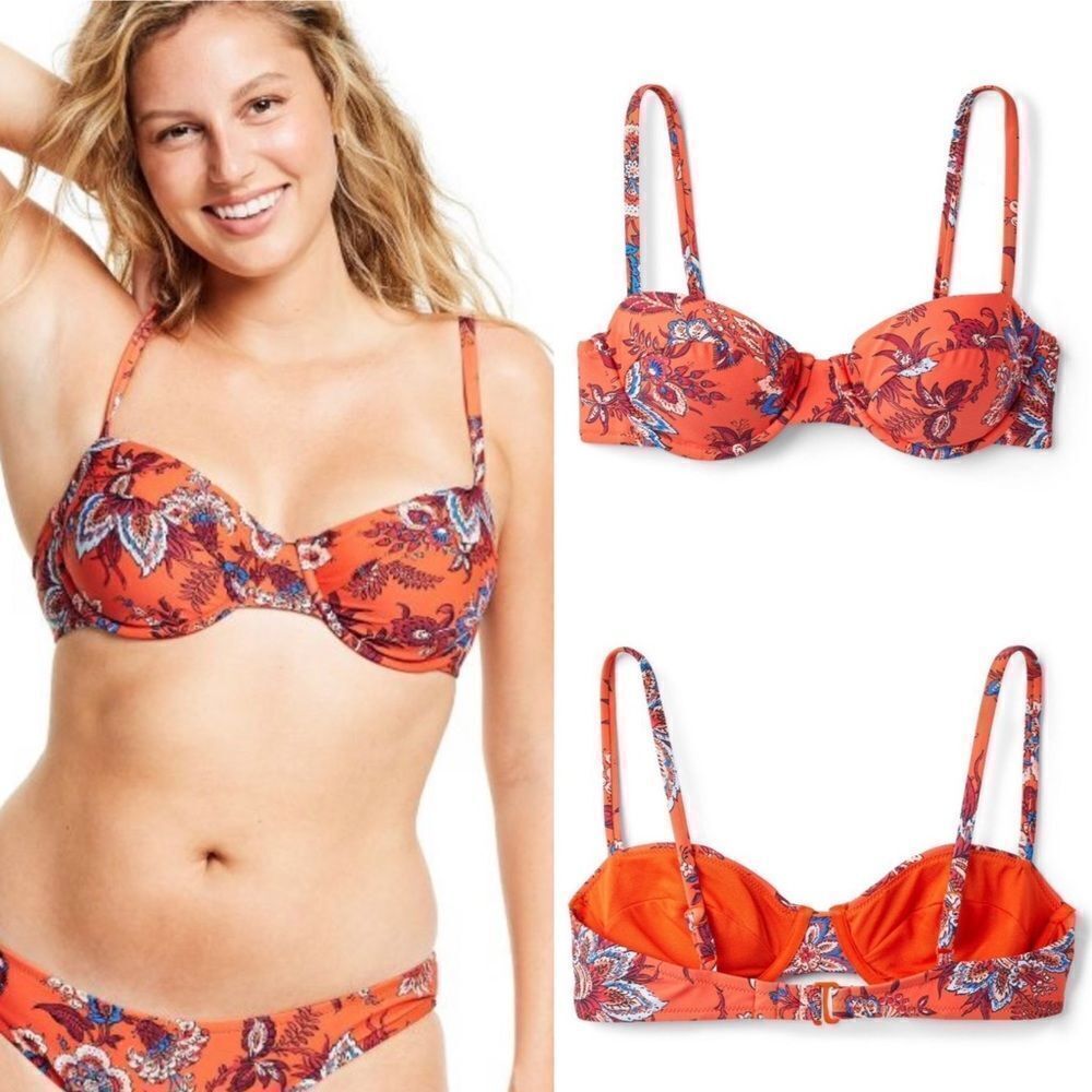 RHODE x Target Large Leafy Floral Print Underwire Bikini Swim Top Sz XL NWT